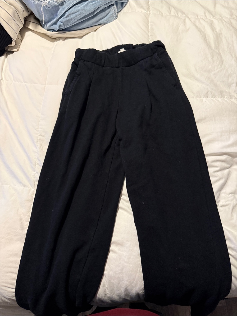 aerie Black Wide-Leg Elastic Waist Pants